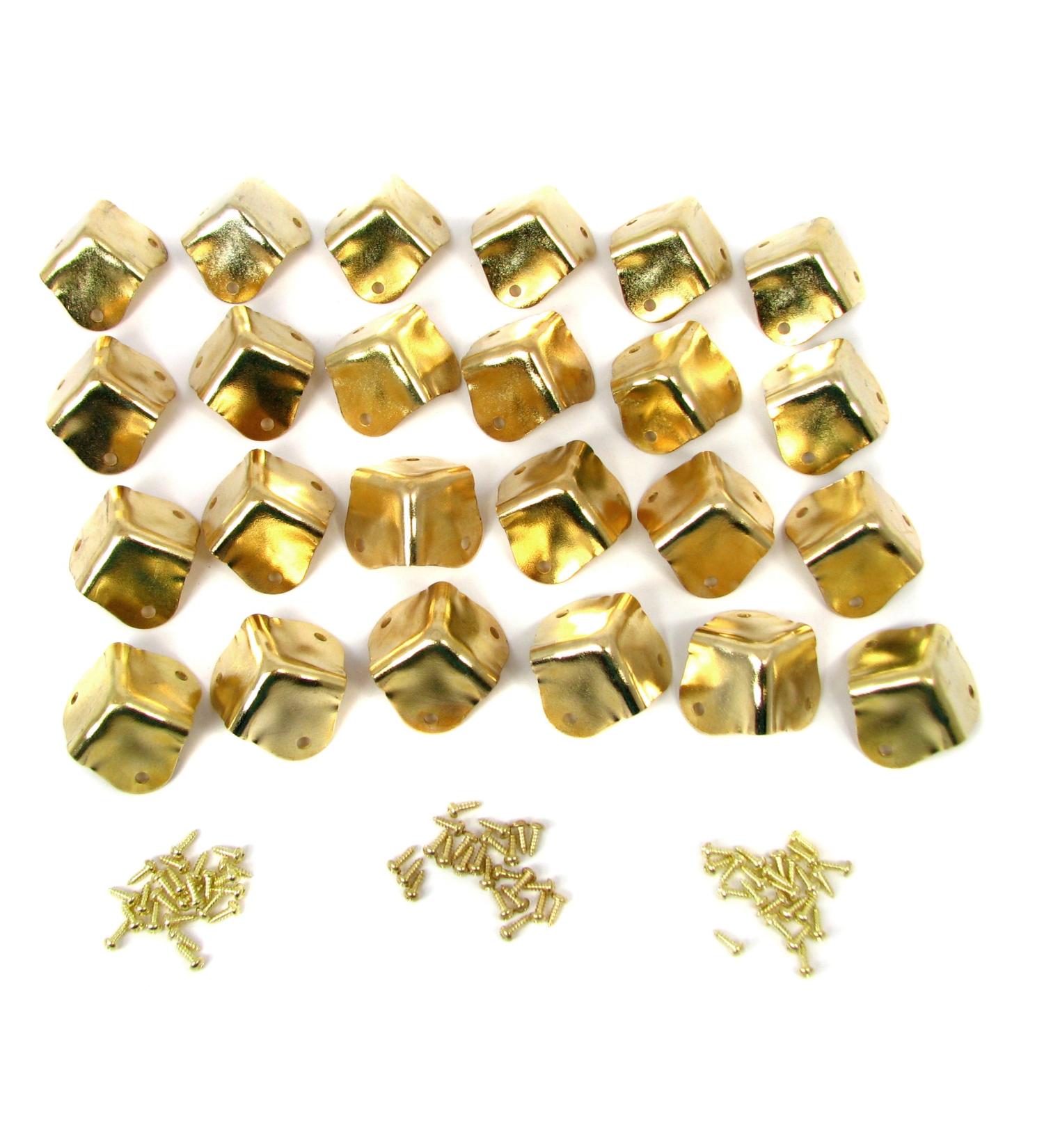 24pcs. Heavy Duty Square Brass-plated Box Corners with Mounting Screws - Buy Online on GoSupps.com
