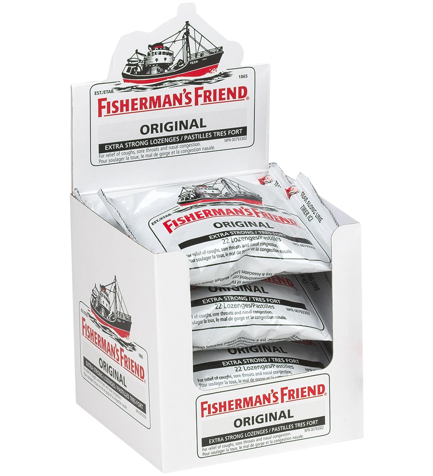 Fisherman s Friend Original Extra Strong | For Temporary Relief of Cough Sore Throat & Nasal Congestion | All Natural | Halal Vegan Kosher & Gluten Free | 8 Packs of 22 Lozenges (176 Total Count) - Buy Online on GoSupps.com