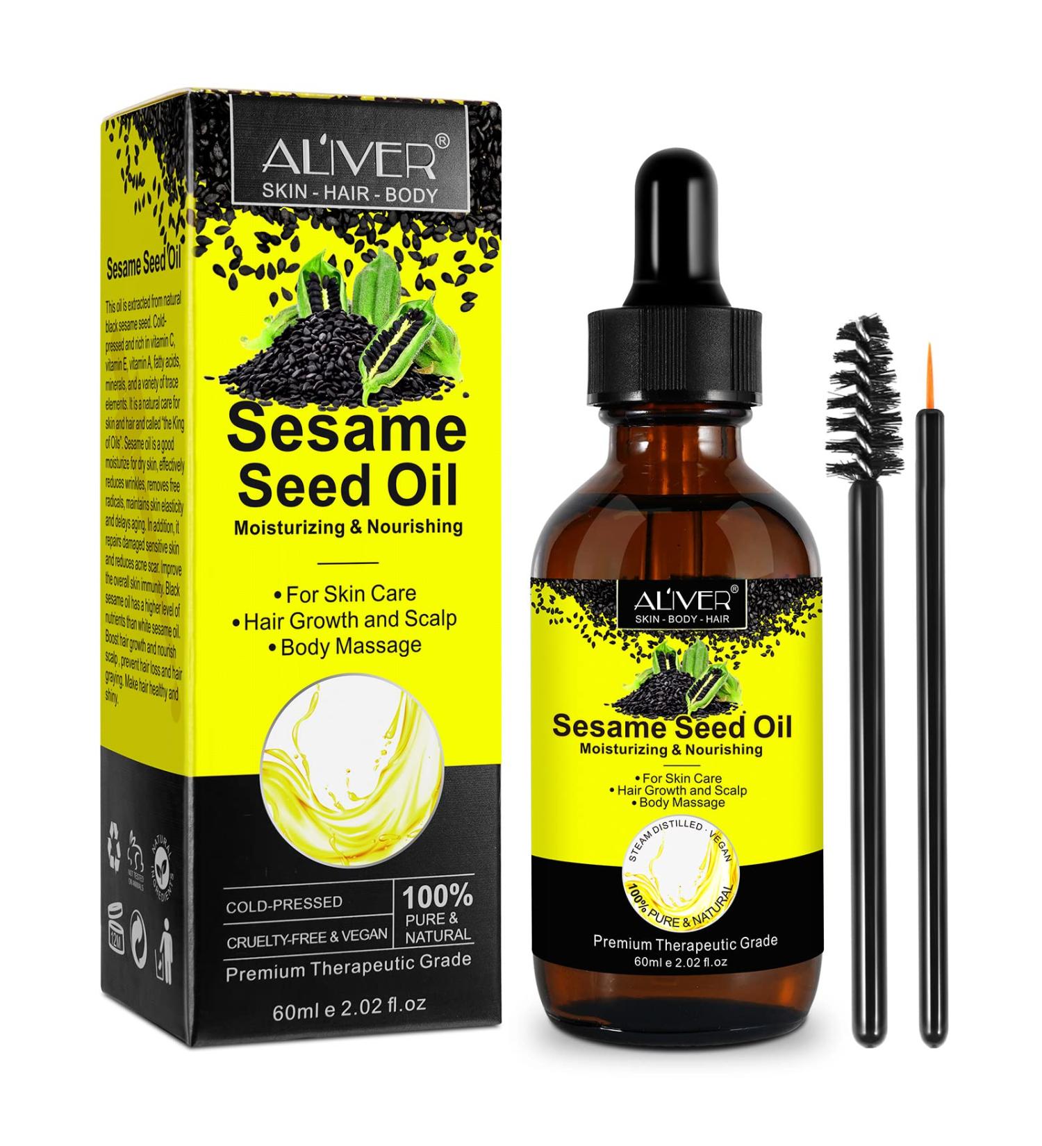 Cold-Pressed Sesame Seed Oil for Hair & Skin Care | 60ml | Natural Bio Oil - Buy Online on GoSupps.com