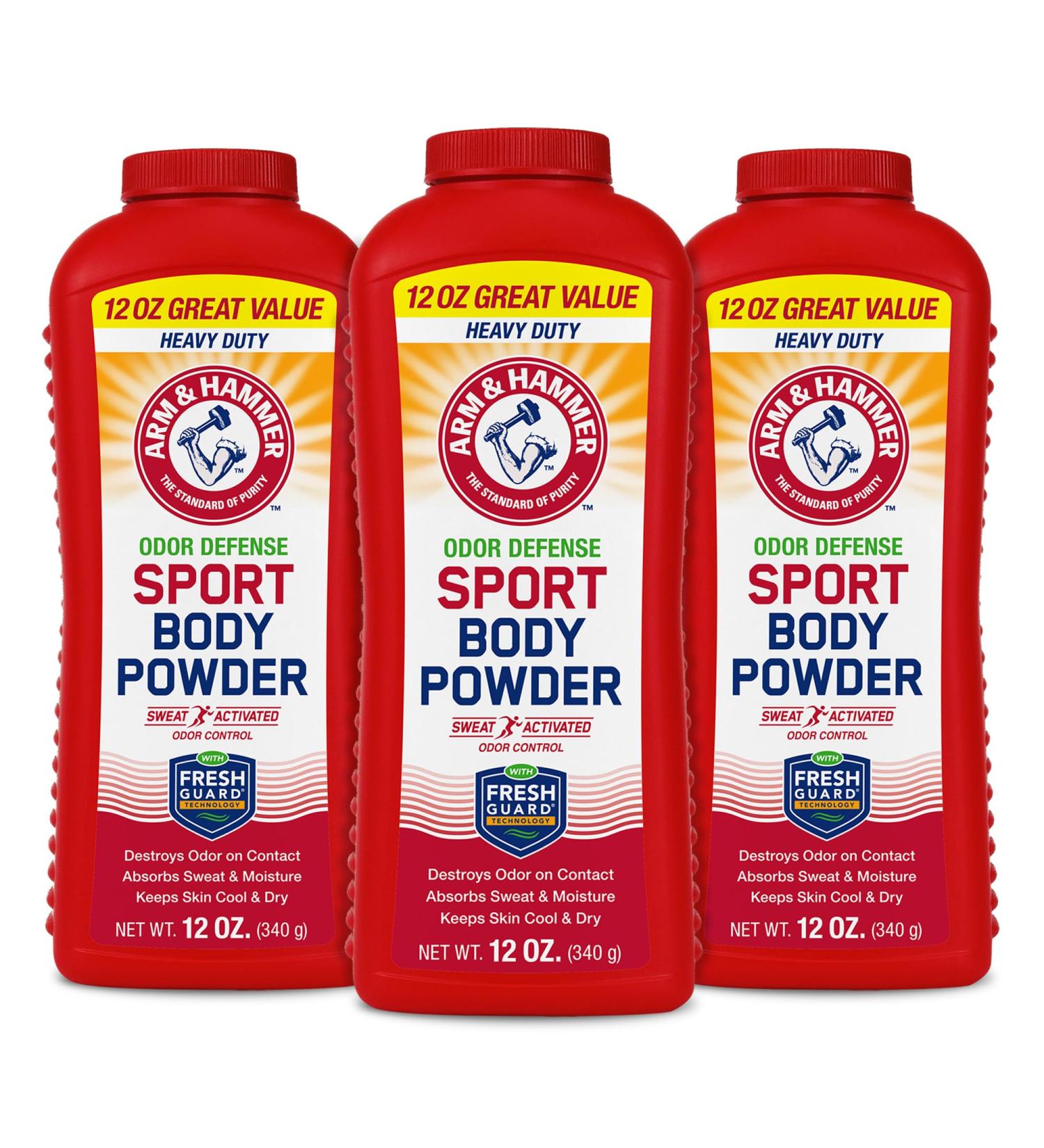 Arm & Hammer Sport Body Powder Powder for Men and Women Fresh Feeling Talc Free Aluminum Free Odor Defense with Baking Soda (3 Pack) 12 Ounce (Pack of 3) - Buy Online on GoSupps.com
