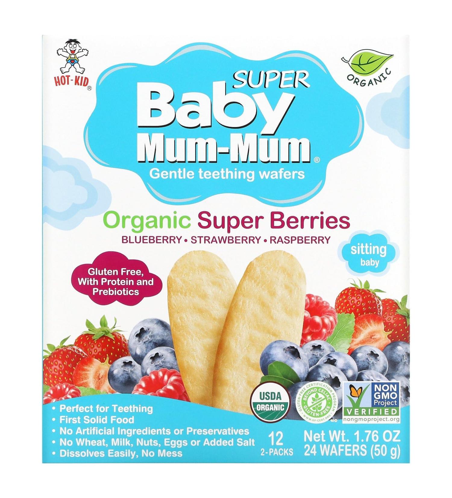 Hot Kid Baby Mum Mum Teething Rusks - Organic Super Berries 6 x 50g - Buy Online on GoSupps.com