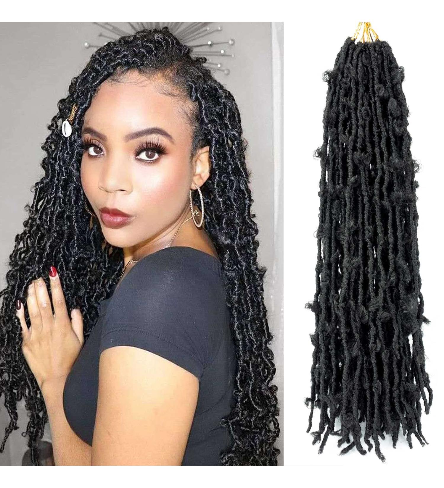 Ahrencan 24 Inch Butterfly Locs Crochet Hair 6 Packs Prelooped Distressed Faux Locs for Women - Long Black Synthetic Braid Hair Extension (1B) - Buy Online on GoSupps.com