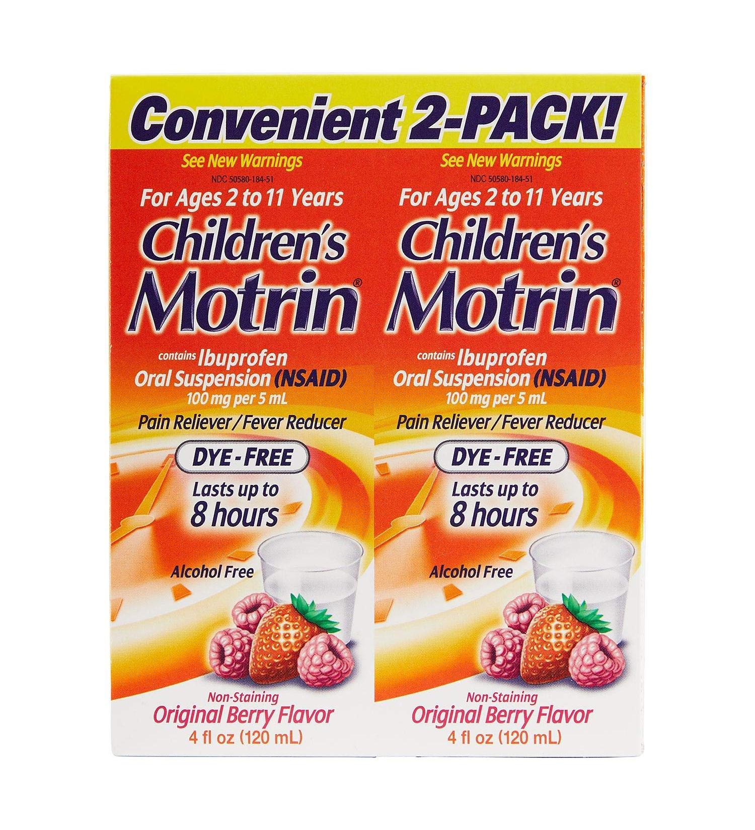 Motrin Children's Ibuprofen Oral Suspension Original Berry Flavor 4 oz - Pack of 2 - Buy Online on GoSupps.com