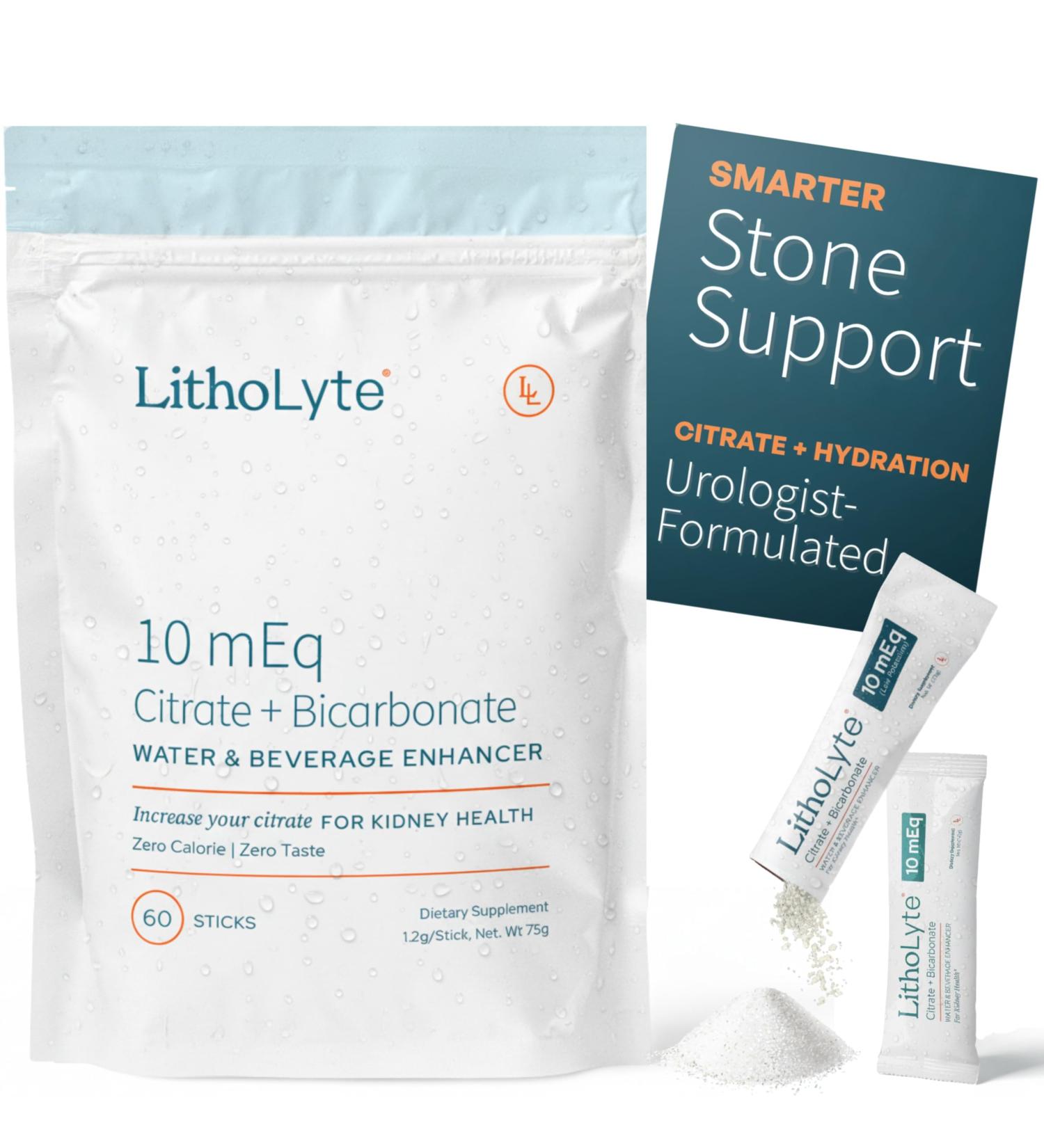 10mEq | Water & Beverage Enhancer for Kidney Health | Citrate & Electrolytes for Kidney Protection | Science-Based Support Beyond Cleanse, Detox, or Stone Dissolver Supplements | 60 Sticks 60 Count (Pack of 1) - Buy Online on GoSupps.com