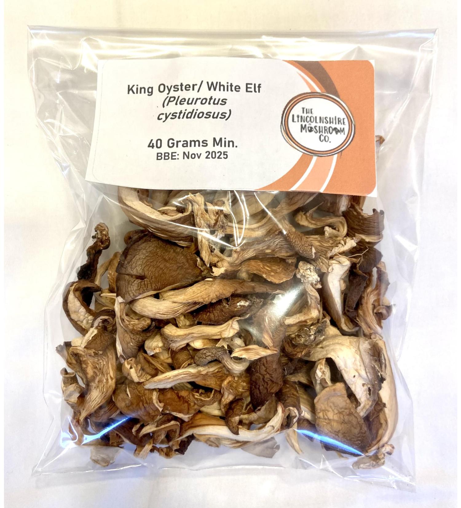 King Oyster/ White Elf Shredded Gourmet Wild Dried Mushrooms (Pleurotus Cystidiosus) 40g The Lincolnshire Mushroom Co. - Buy Online on GoSupps.com
