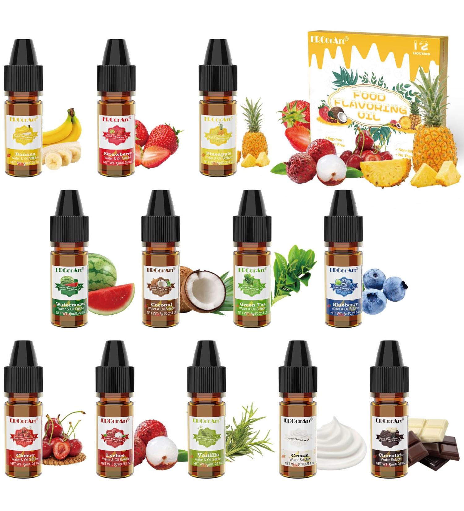 Ar me Alimentaire - 12 Gouttes de Saveur Flavour Drops Sans Calories pour G teaux Biscuits Cr me Glac e Cuisson Cuisiner Baume L vres Boissons Fabrication de Savon - Soluble dans Eau et Huile - Buy Online on GoSupps.com