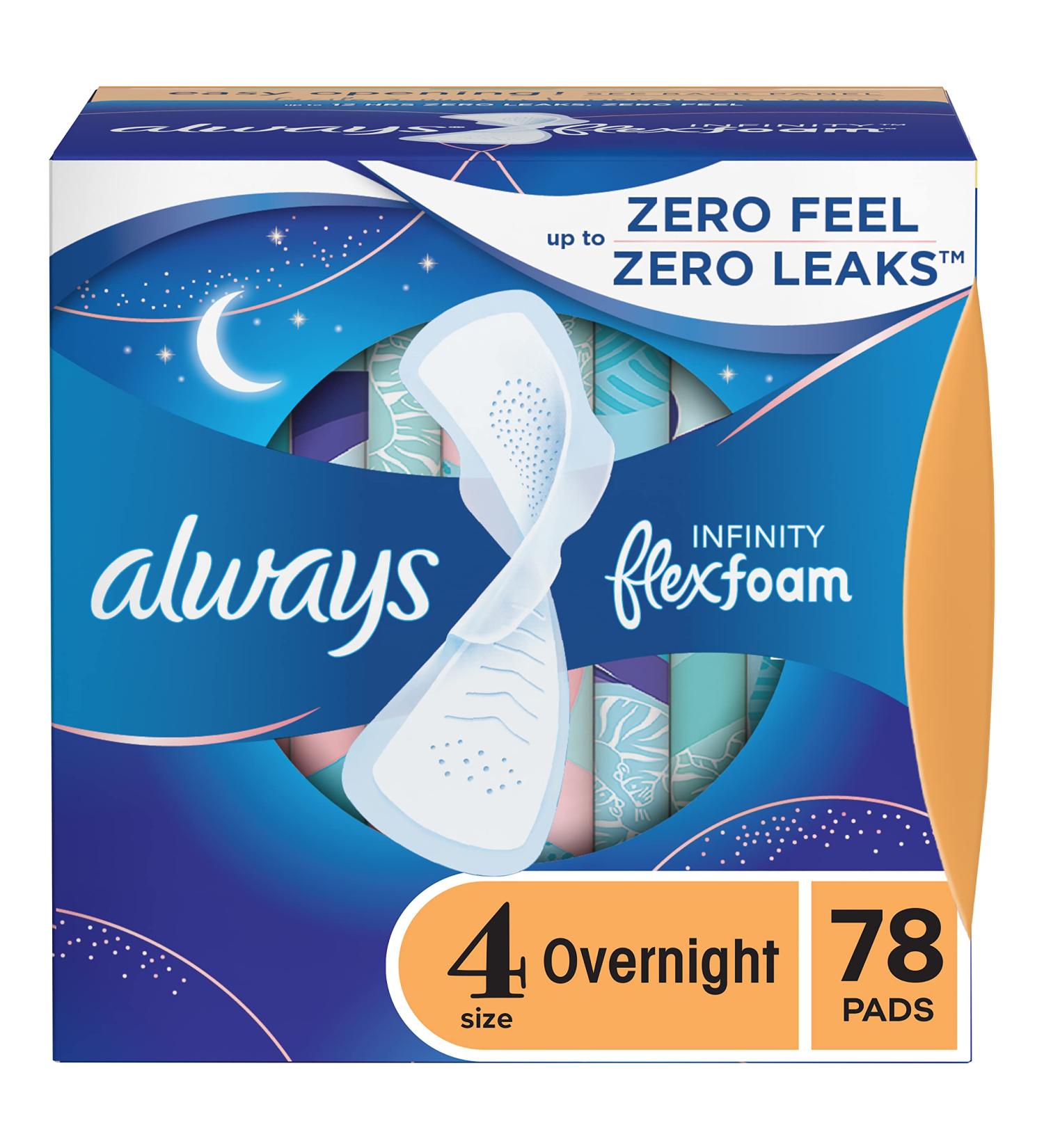 Always Infinity Size 4 Overnight Pads Multipack - 78 Count, Unscented with FlexFoam and Wings - Buy Online on GoSupps.com