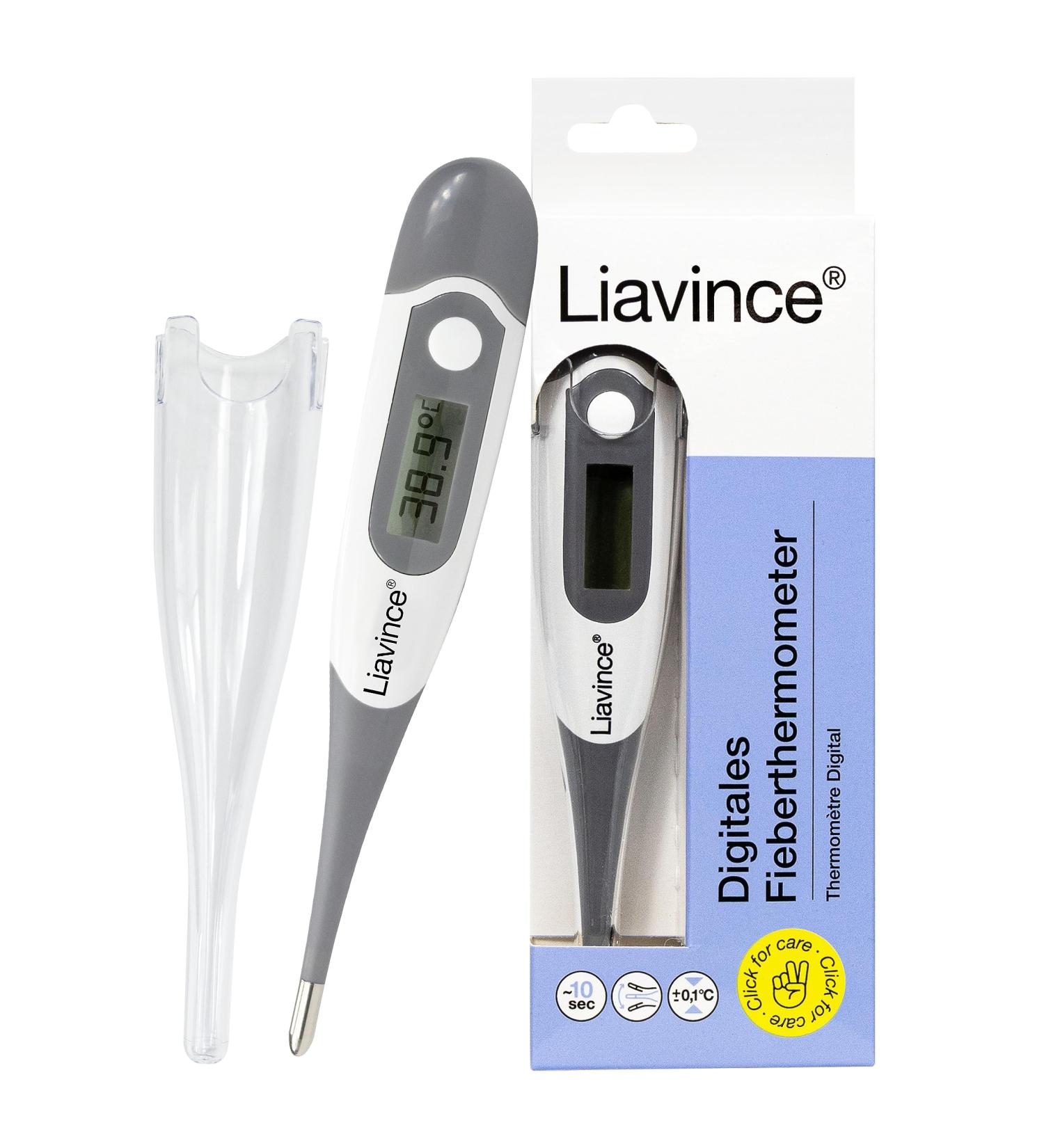 LiaVince Digital Fever Thermometer - Waterproof Fast & Accurate for Babies Children & Adults | Fever Alarm Flexible Design - Buy Online on GoSupps.com