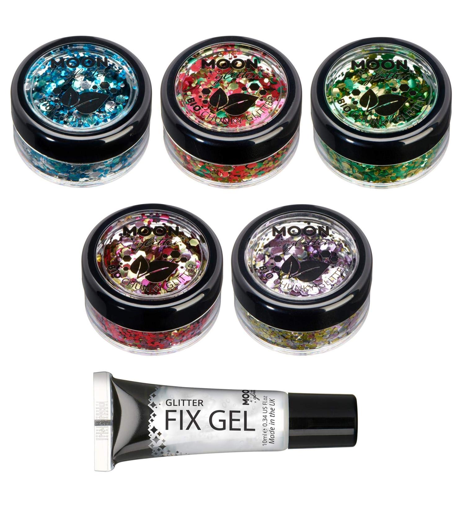 Buy Mystics Eco-Friendly Organic Glitter - 100% Cosmetic Safe Degradable 3G Set (5 Colors) for Face Body Nails & Hair | Moon Glitter - Buy Online on GoSupps.com