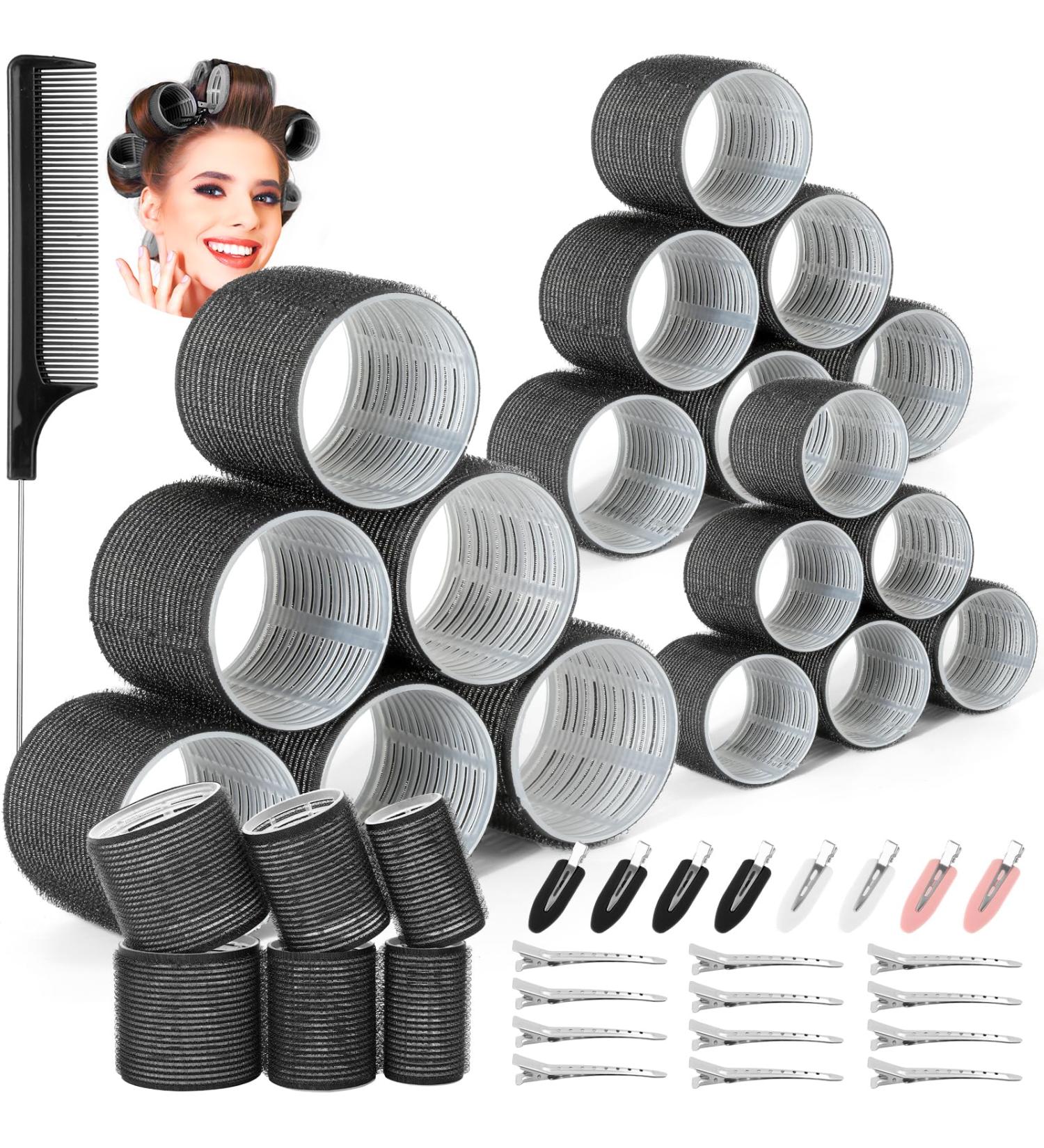 Thrilez 39PCS Hair Curlers Rollers with Clips | 3 Sizes 64mm 44mm 33mm | Jumbo Hair Rollers with Duckbill Clips for Long Medium Short Hair - Buy Online on GoSupps.com