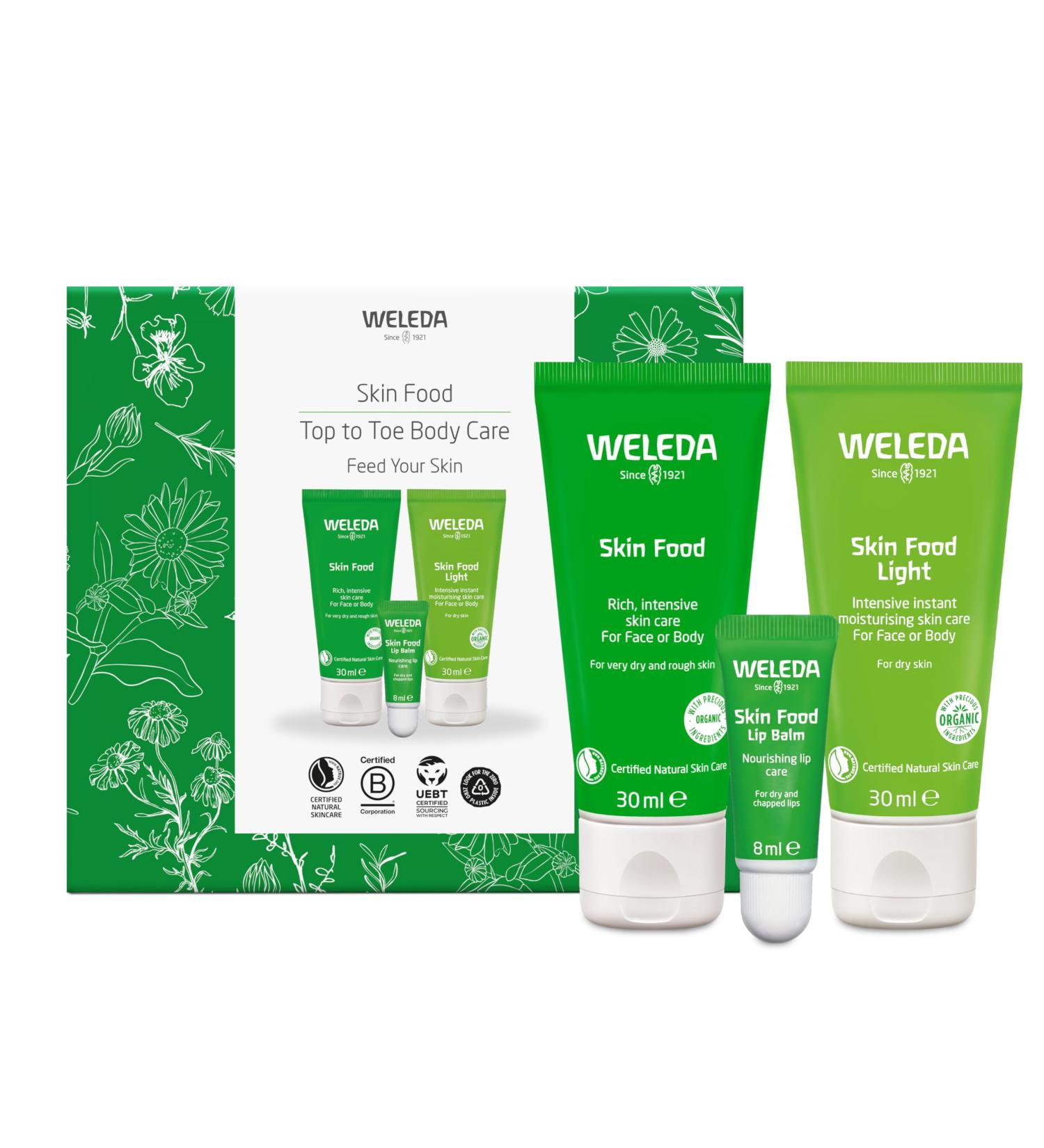 Weleda Skin Food Top to Toe Gift Set Skin Care Set - Skin Food Original 30ml Light 30ml & Lip Balm for Women & Men Multiple Uses 100% Certified Natural Organic - Buy Online on GoSupps.com