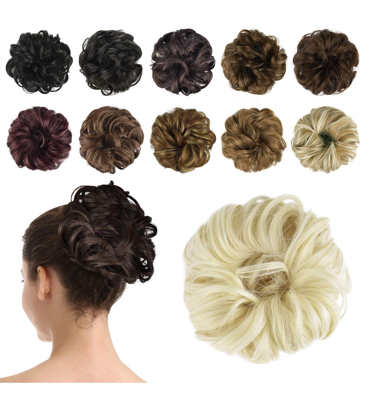 Bleach Blonde Synthetic Hair Bun Extension for Women - Updo Ponytail Scrunchies 40g - Buy Online on GoSupps.com