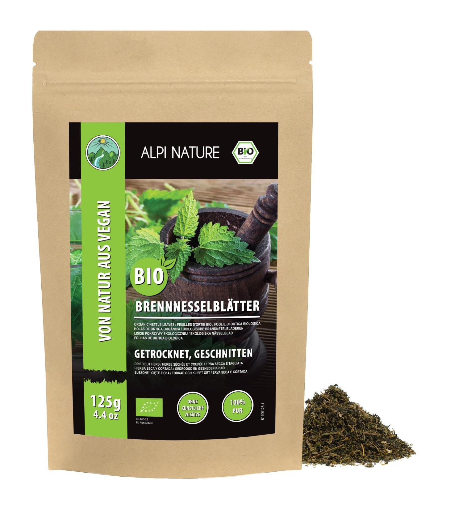 Alpi Investment OOD Alpi Nature Organic Nettle Tea 125g 4 Oz Dried and Sliced Nettle Leaves Loose Leaf Tea - Buy Online on GoSupps.com
