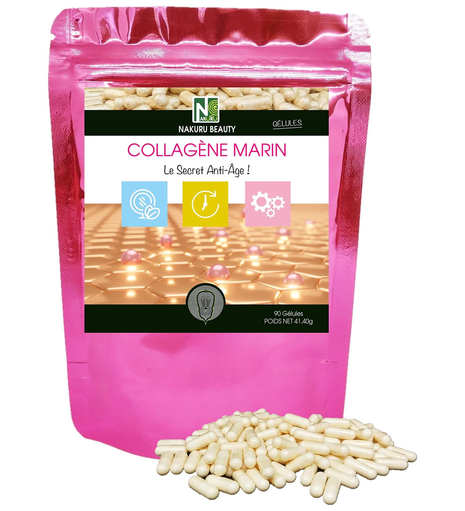 NAKURU | Marine Collagen | Beauty Range | Made in France | The Anti-Aging Secret! | (90 Capsules of 460mg/Net Weight: 41g) - Buy Online on GoSupps.com