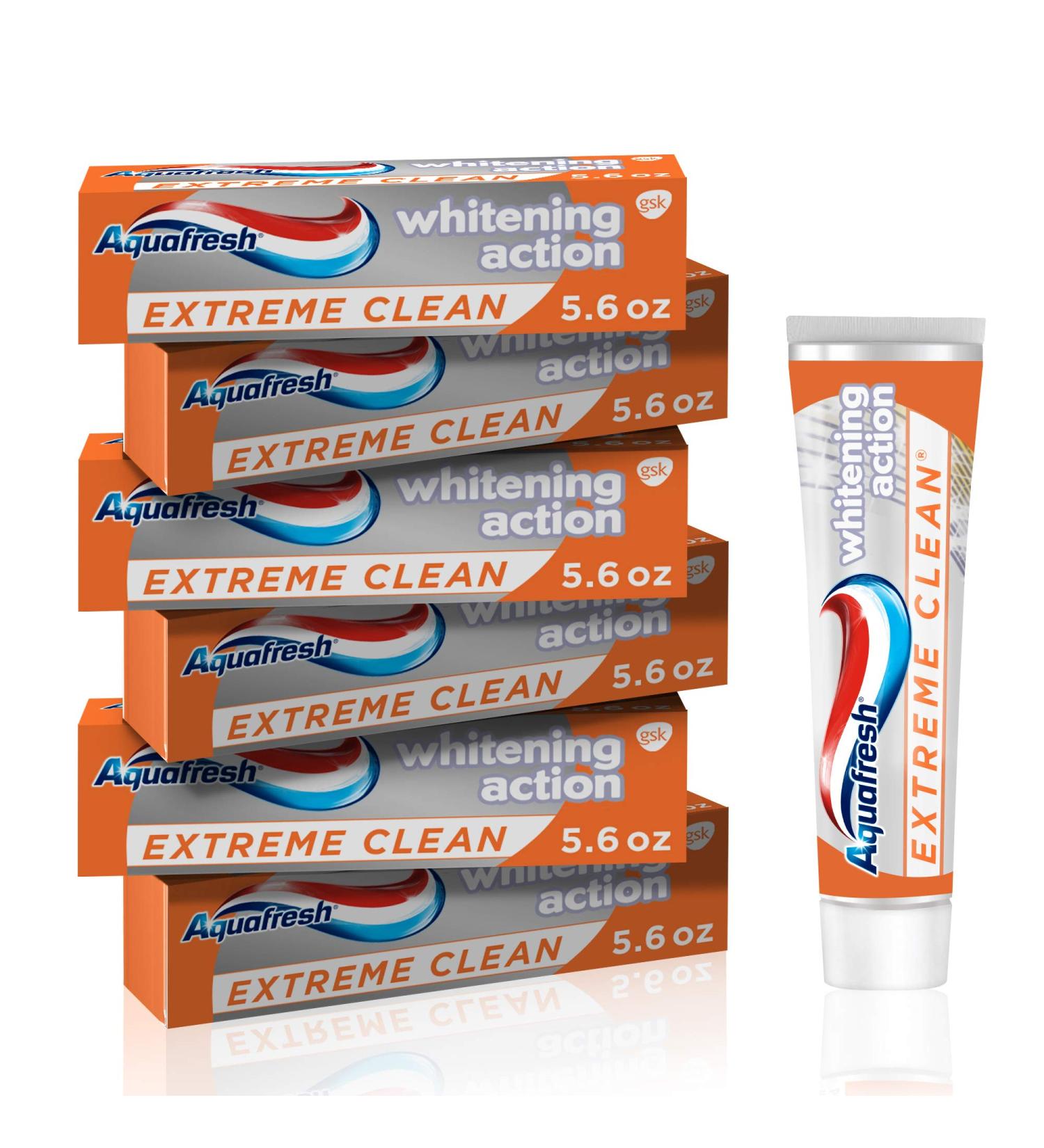 Aquafresh Extreme Clean Whitening Fluoride Toothpaste - 6 Pack (5.6 oz each) for Cavity Protection - Buy Online on GoSupps.com