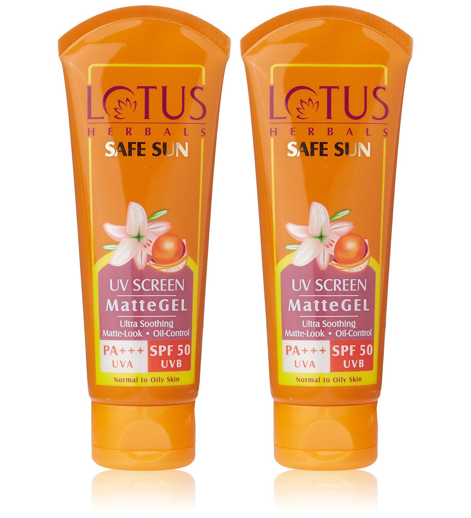Lotus Herbals Safe Sun UV Screen Matte Gel 100g - Pack of 2 - Buy Online on GoSupps.com