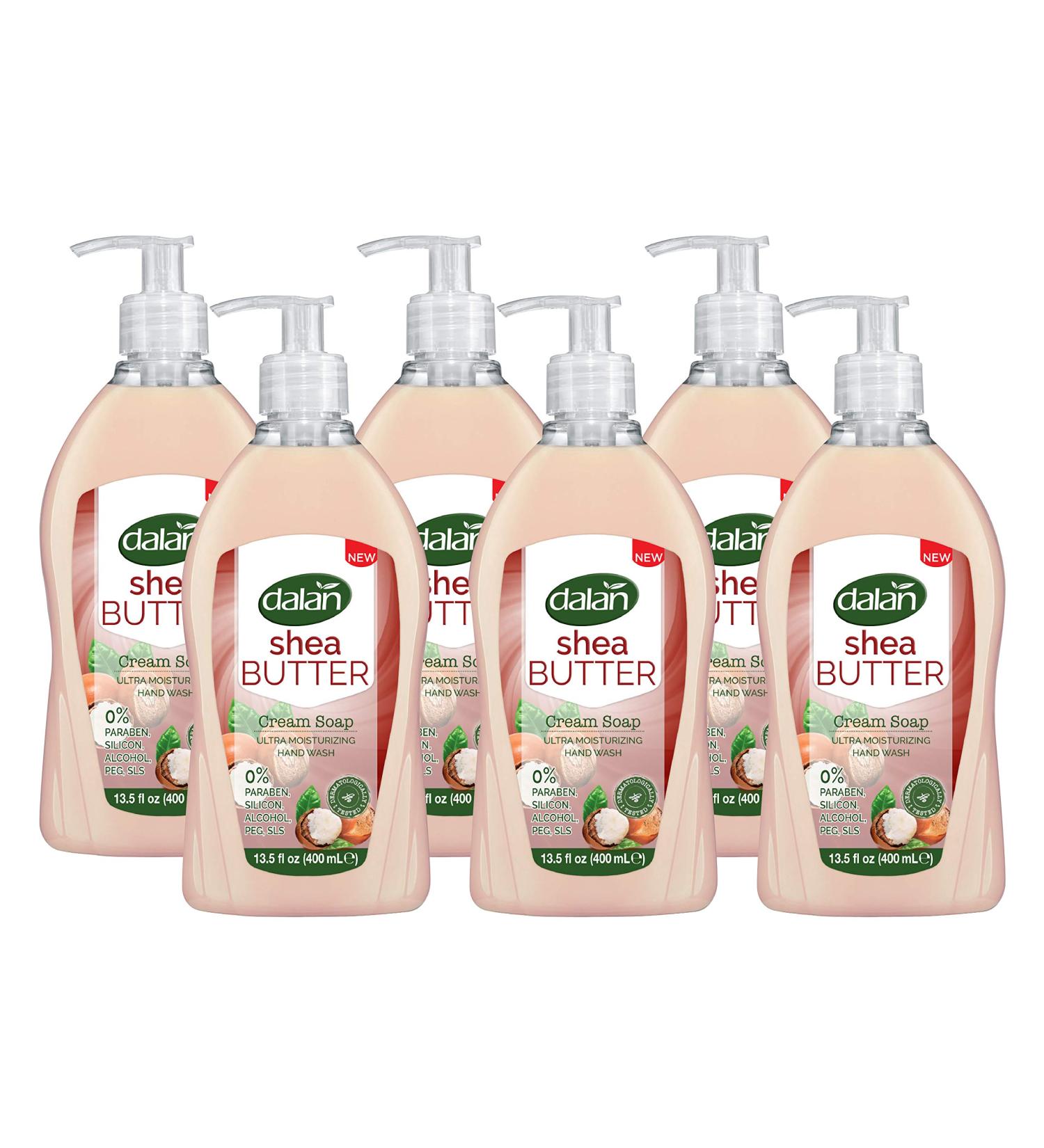 Dalan Shea Butter Cream Ultra Moisturizing Liquid Hand Soap for Normal and Dry Hands Fresh Clean and Soft Feeling (13.5 Fl Oz / 400 mL (Pack of 6)) 13.5 Fl Oz (Pack of 6) - Buy Online on GoSupps.com