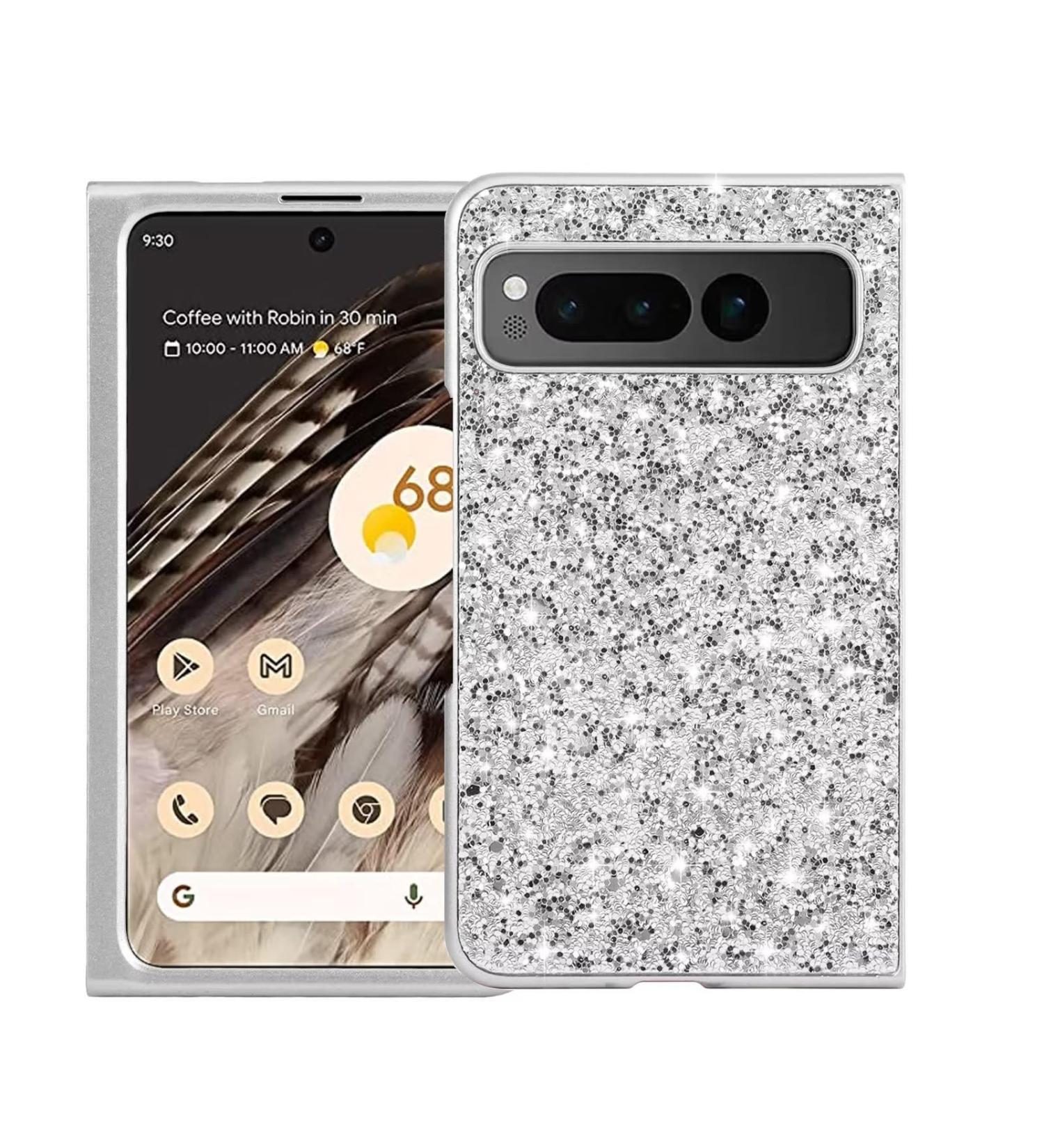 Tivenfezk Glitter Shell Case for Google Pixel Fold - Ultra-Thin Shockproof Bling Frame | Silver Glossy Protective Cover - Buy Online on GoSupps.com