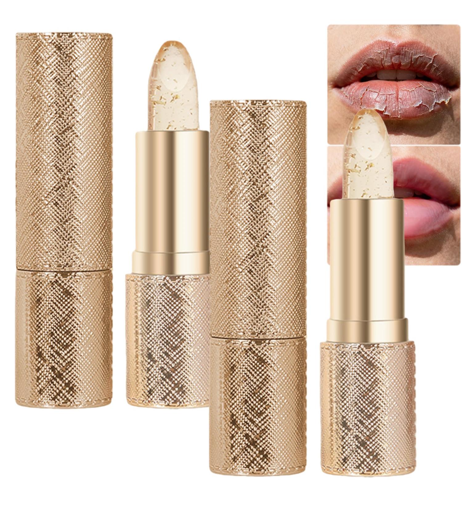  JASUBAI Gold Crystal Color Changing Lipstick pH & Temperature Activated Lip Balm Anti-Transfer & Long Lasting 24 Hours Moisturizing Clear to Pink for Women Lip Gloss - Buy Online on GoSupps.com