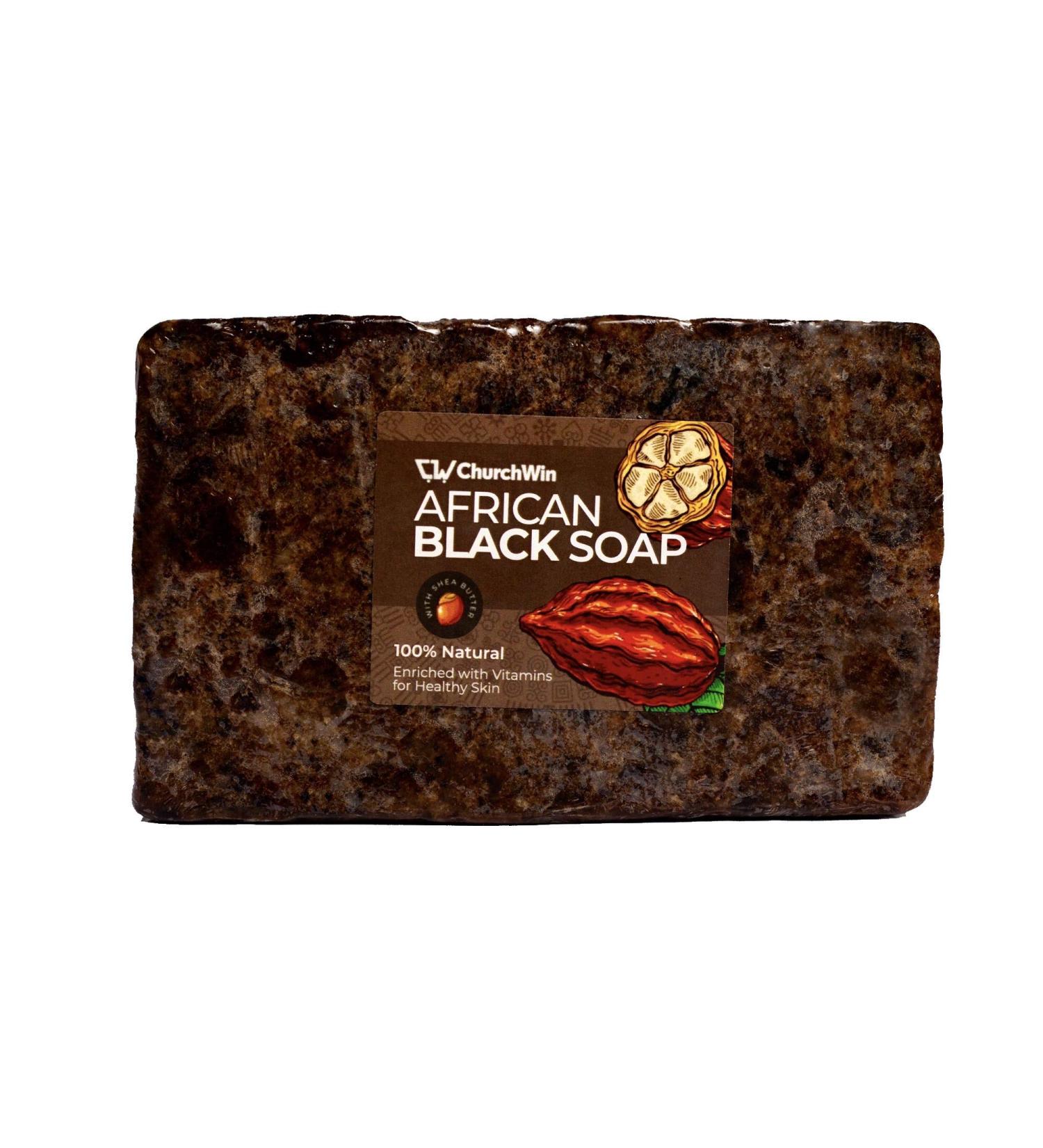 Churchwin African Black Soap 1LB - Organic Acne and Eczema Treatment for Dry Skin, Rashes - Face & Body Wash - All Skin Types - Handmade with Pure Raw Ingredients - Buy Online on GoSupps.com