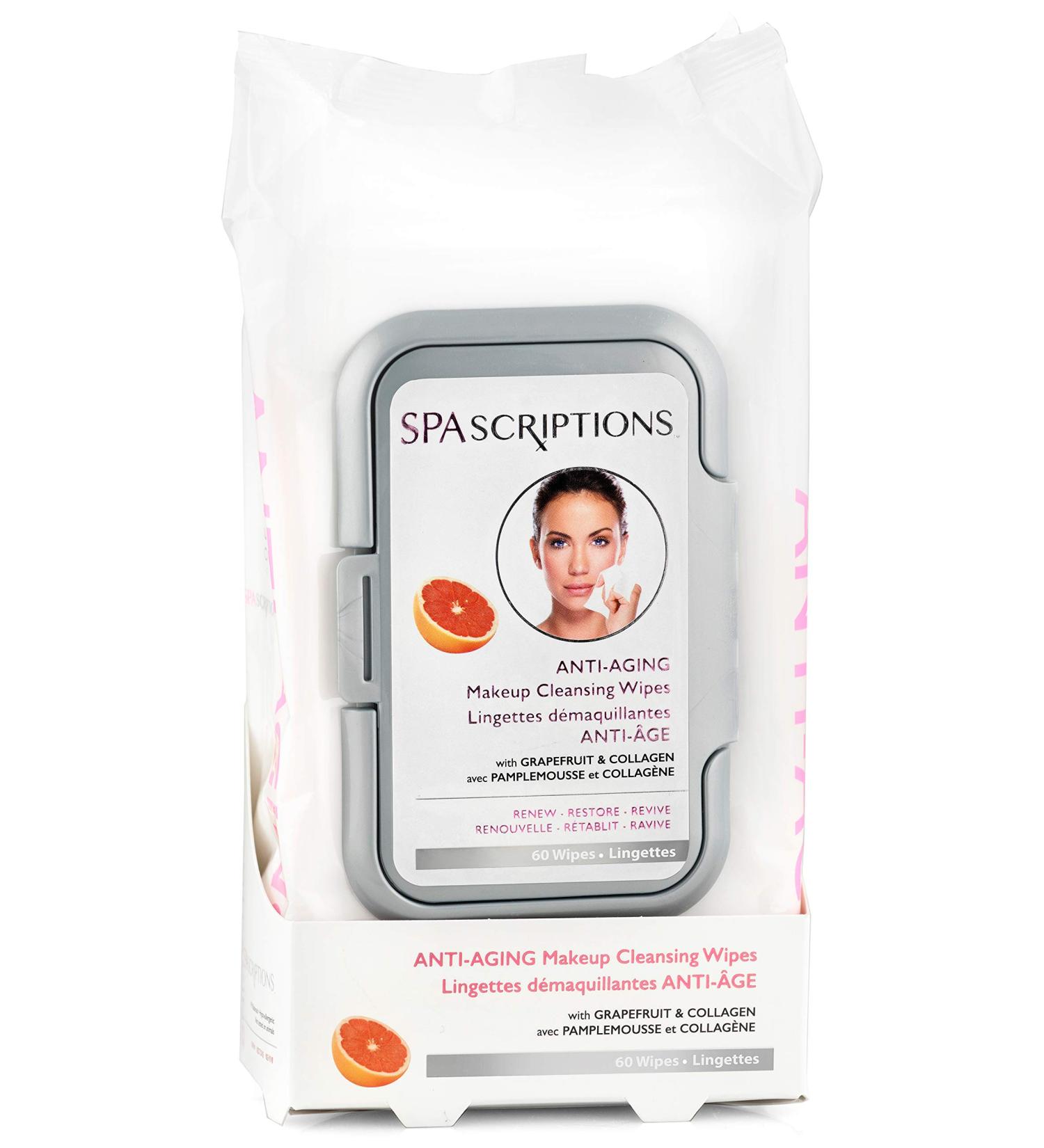 Spascriptions Anti Aging Makeup Cleansing Wipes Top Up Open 60 Ea 60count