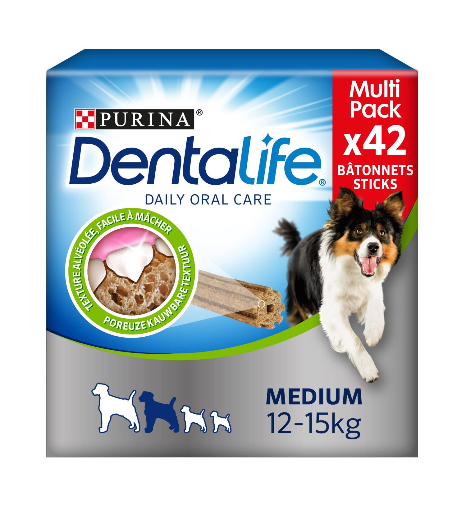 Dentalife Medium Chewing Bones - 42 Pack for Medium Dogs - Everyday Oral Hygiene - 966g - International Shipping Available - Buy Online on GoSupps.com