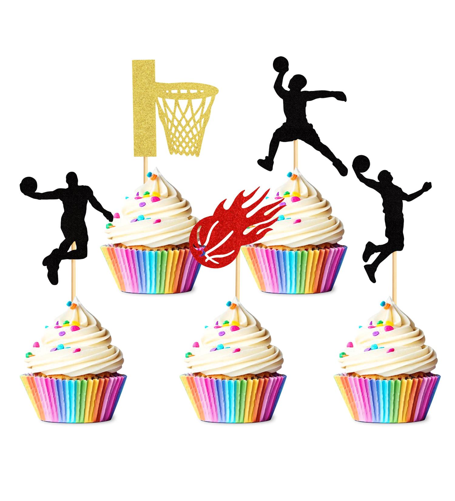 24 Basketball Theme Cupcake Picks - Sports Party Decorations & Accessories for Kids' Birthday Cakes - Buy Online on GoSupps.com