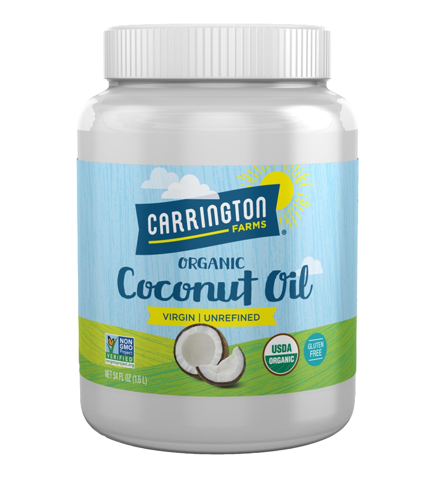 Carrington Farms 54 oz. Virgin Organic Coconut Oil - Ideal for Skin, Hair, Cooking, and Baking - Buy Online on GoSupps.com