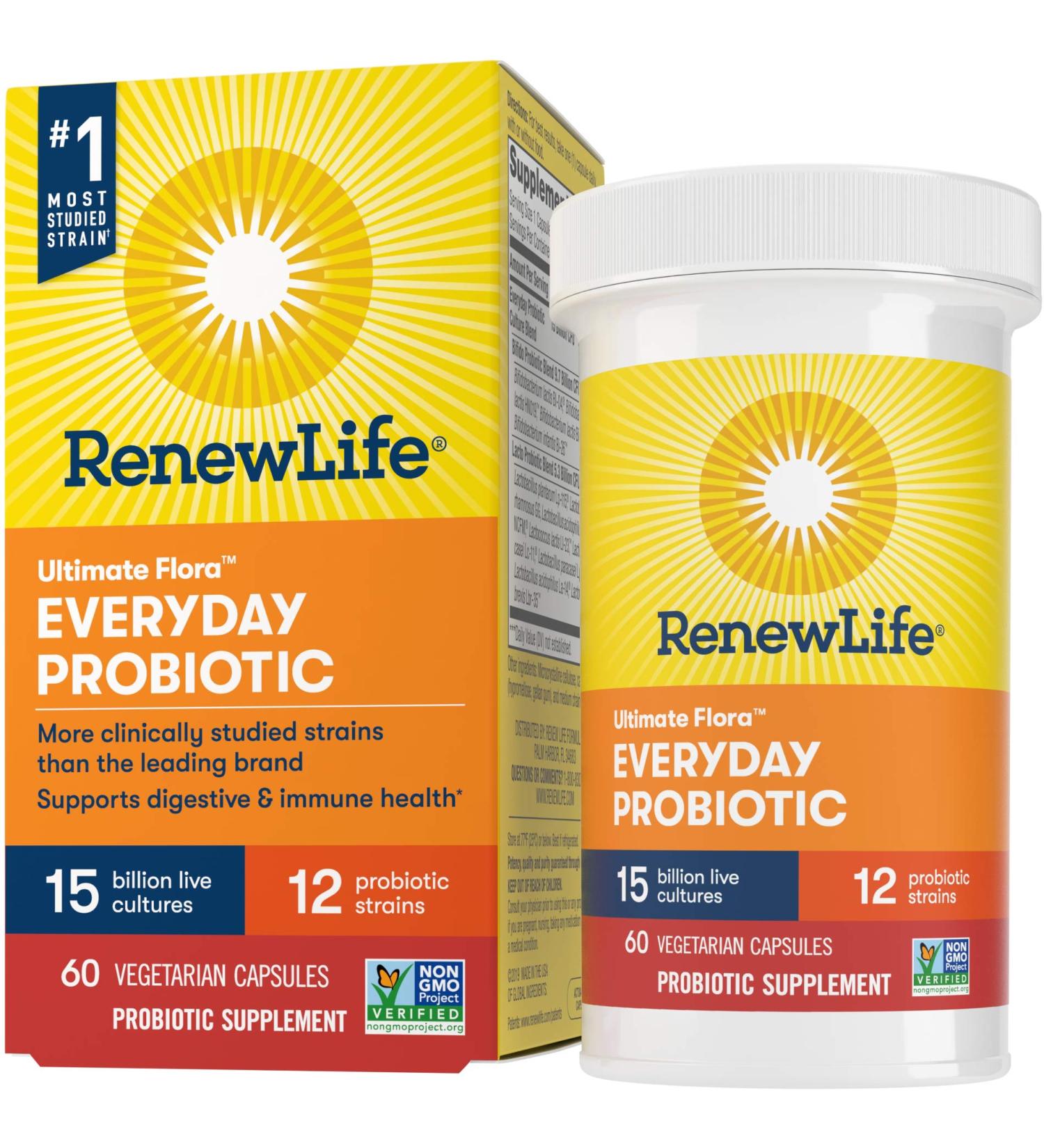 Renew Life Ultimate Flora Probiotic 15 Billion CFU - 60 Veg Capsules for Digestive Health - Buy Online on GoSupps.com