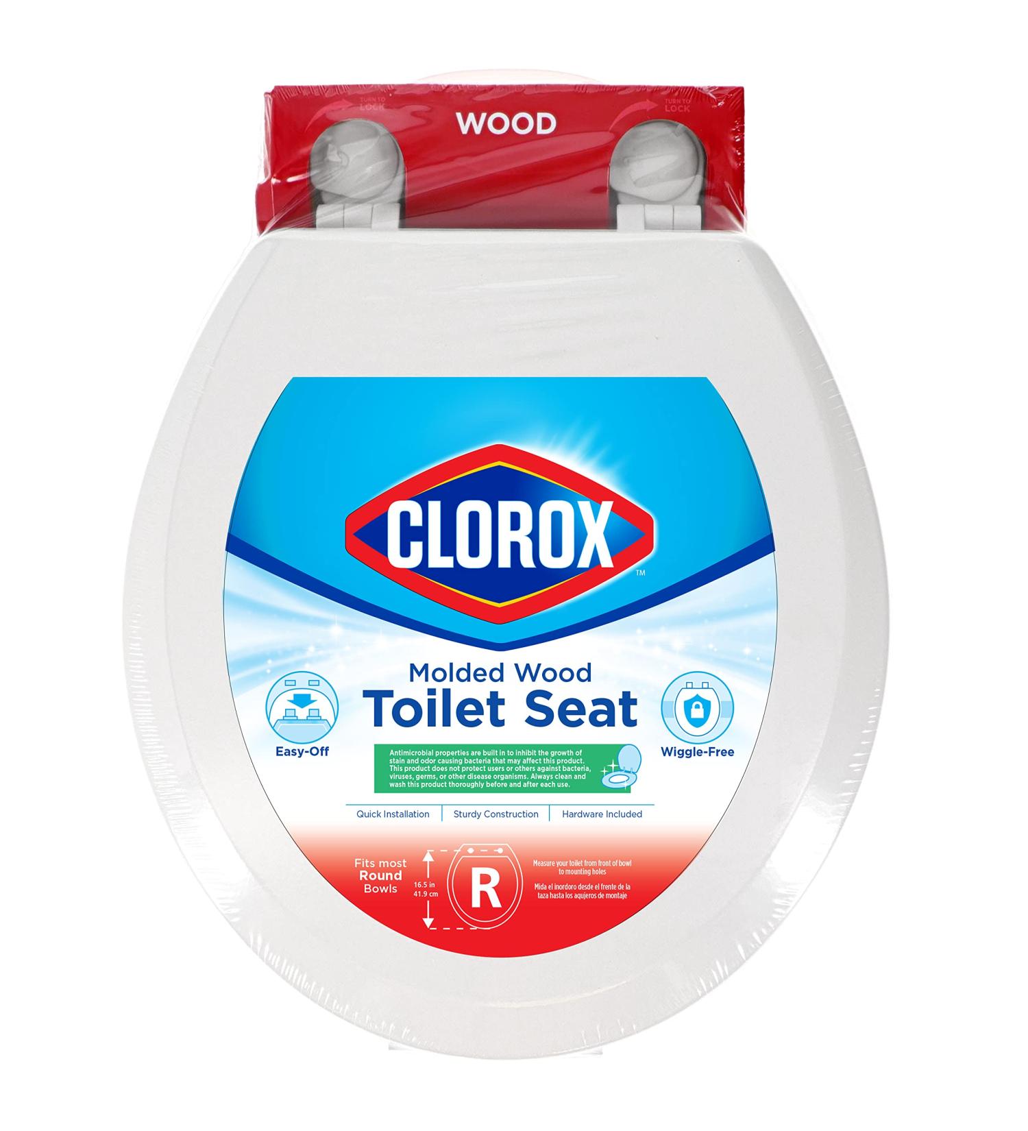 Clorox Antimicrobial Round Wood Toilet Seat | Easy-Off Hinges | Wiggle-Free Design - Buy Online on GoSupps.com