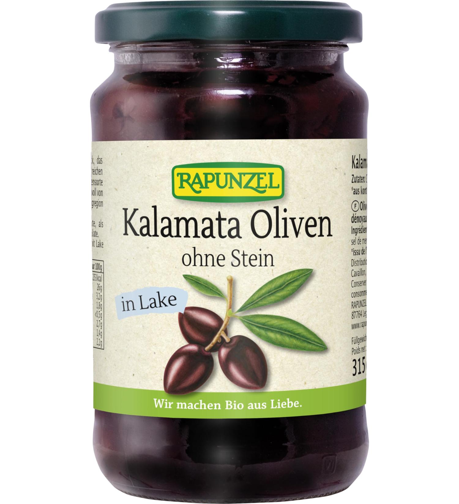 Rapunzel Organic Olives Kalamata purple pitted in brine (6 x 315 gr) 315 g (pack of 6)