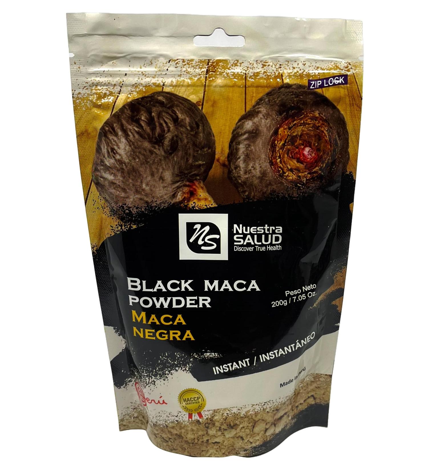 Nuestra NS Salud Black Maca Powder (200g) Unleash The Power of Peruvian Black Maca Root - Buy Online on GoSupps.com
