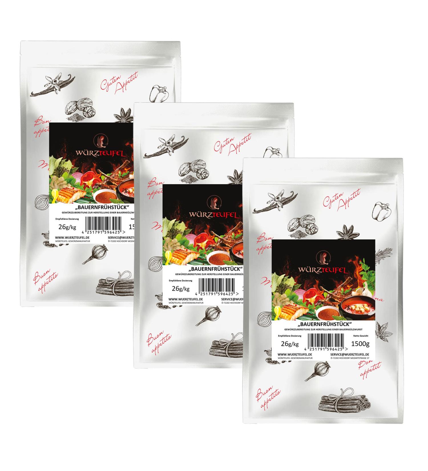 W rzteufel Farm breakfast FIX & READY herbal preparation S lzsausage spices Ritter breakfast without additives 3 XL bags per 1500g 45kg - Buy Online on GoSupps.com