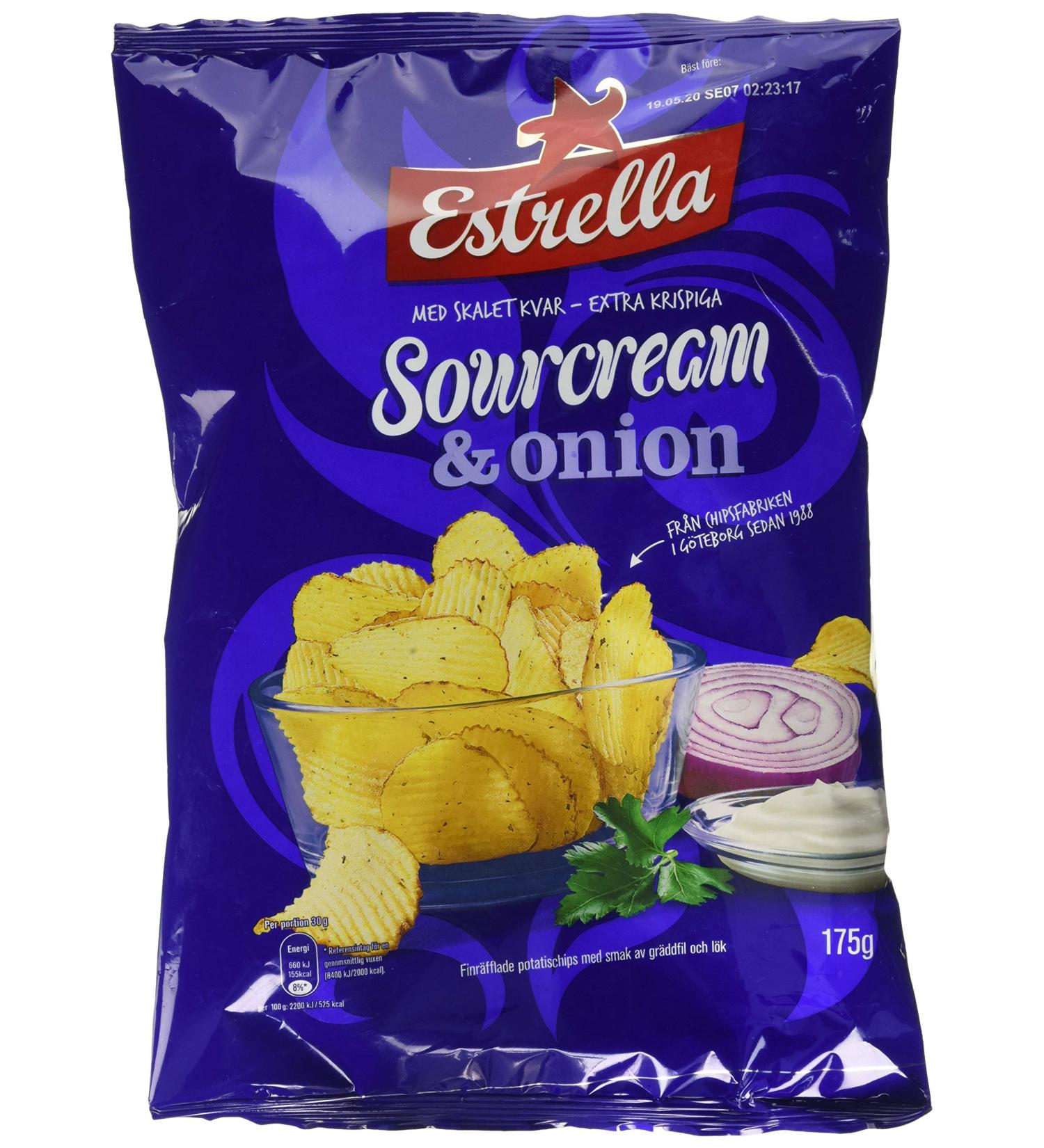 Estrella Sour Cream and Onion Crisps 175 g - Buy Online on GoSupps.com