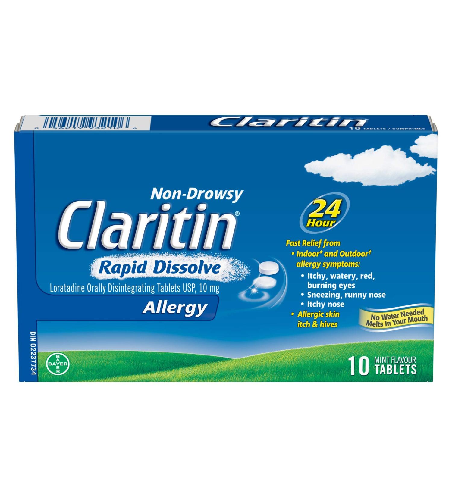 Claritin Rapid Dissolve Allergy Medicine 24-Hour Non-Drowsy Relief 10 mg 10 Tablets - Buy Online on GoSupps.com