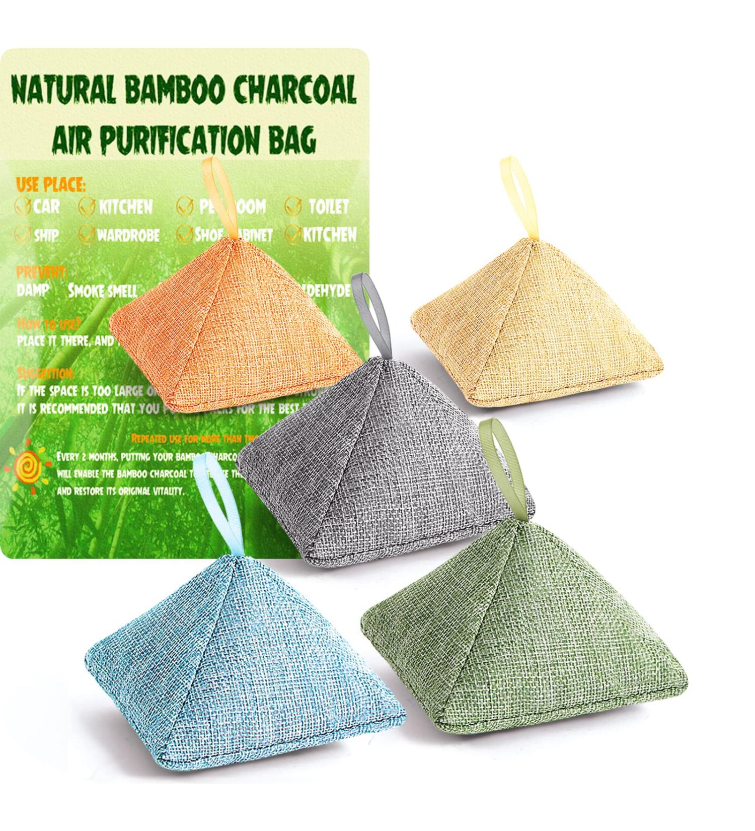 5 Pack Nature Fresh Bamboo Charcoal Air Purifying Bags - Odor Absorber for Home, Closet, Gym, Fridge, Car, Kitchen - Activated Charcoal Bags for Strong Deodorizing and Moisture Removal - Buy Online on GoSupps.com