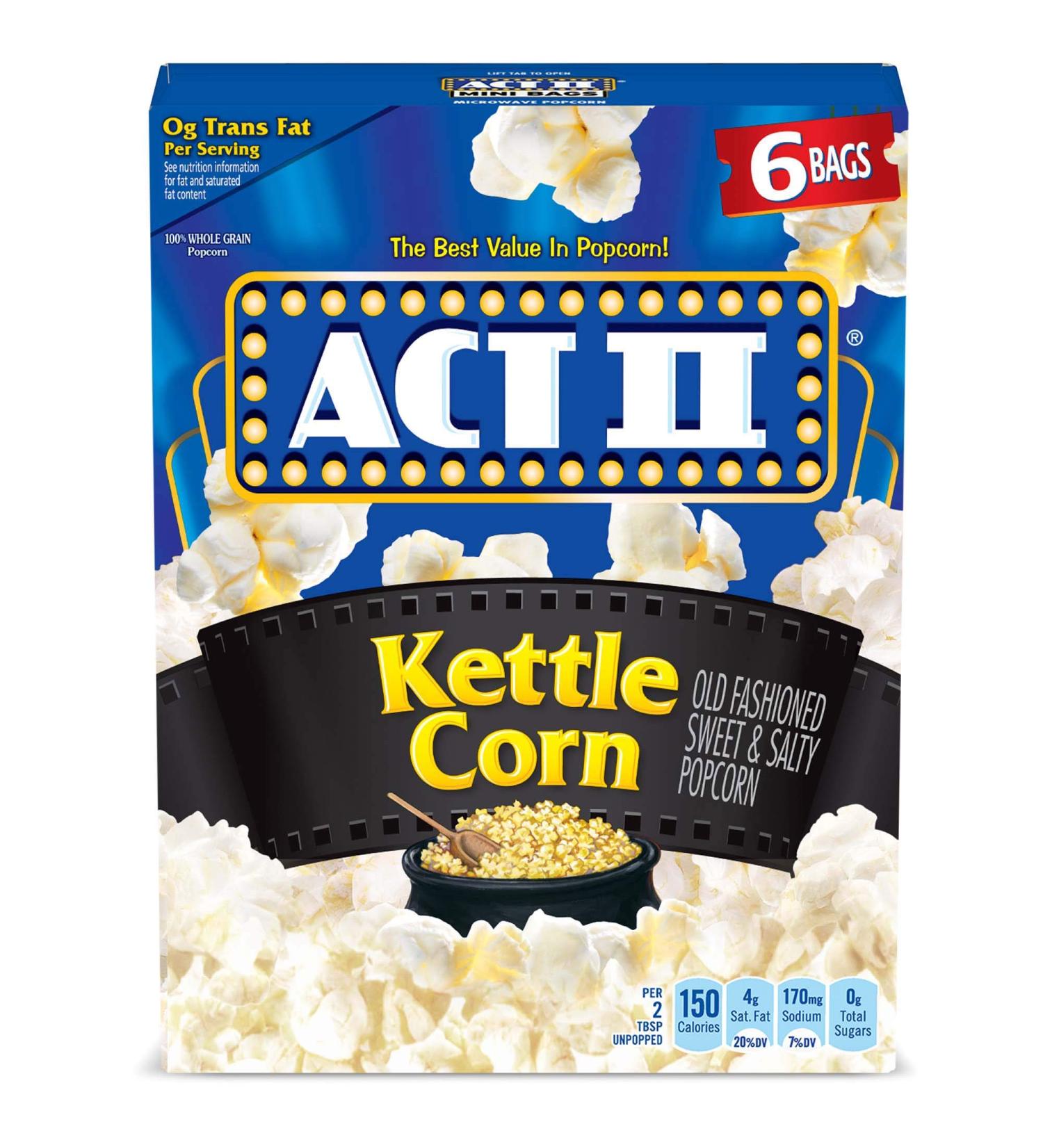 ACT II Kettle Corn Microwave Popcorn Bags 2.75 Ounce (Pack of 36) - Delicious Kettle-Corn Flavor in Bulk Pack - Buy Online on GoSupps.com