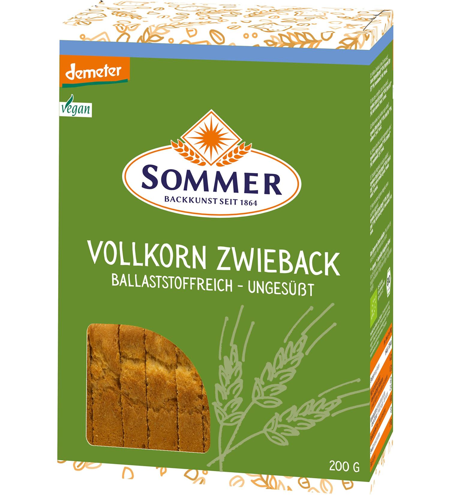 Sommer & Co. Organic Demeter whole wheat rusks vegan (6 x 200 gr) 200 g (pack of 6)
