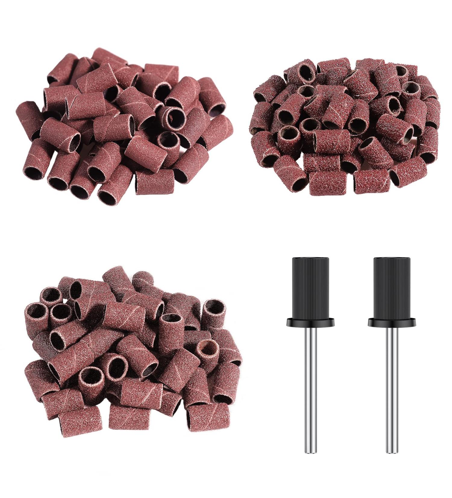 Alle's 150Pcs Nail Drill Sanding Bands Set - 80/120/180 Grits with 3/32 Nail Bits | Manicure & Pedicure Sanding Bits Kit | Christmas Gift - Buy Online on GoSupps.com