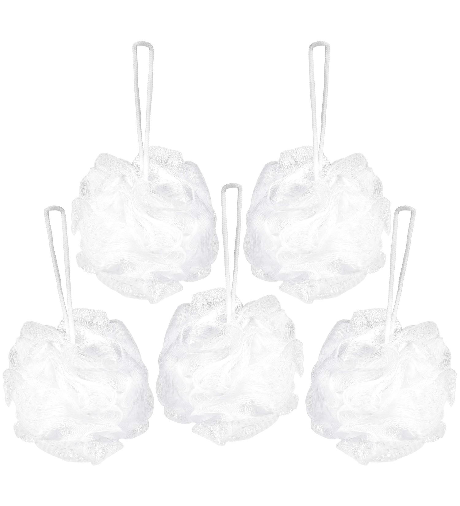 BRUBAKER Cosmetics 5x Peeling & Massage Bath Sponge - White Shower Sponge with Hanger | International Shipping - Buy Online on GoSupps.com