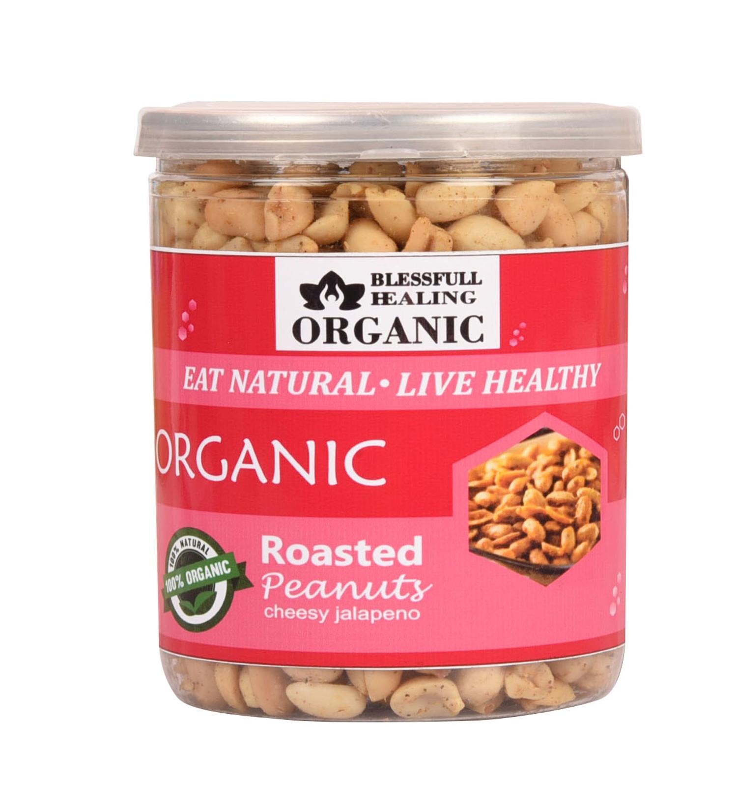 Blessfull Healing Organic Natural Vegan Cheesy Chipotle Roasted Peanuts Crunchy Healthy Snacks 300 Gram - Buy Online on GoSupps.com