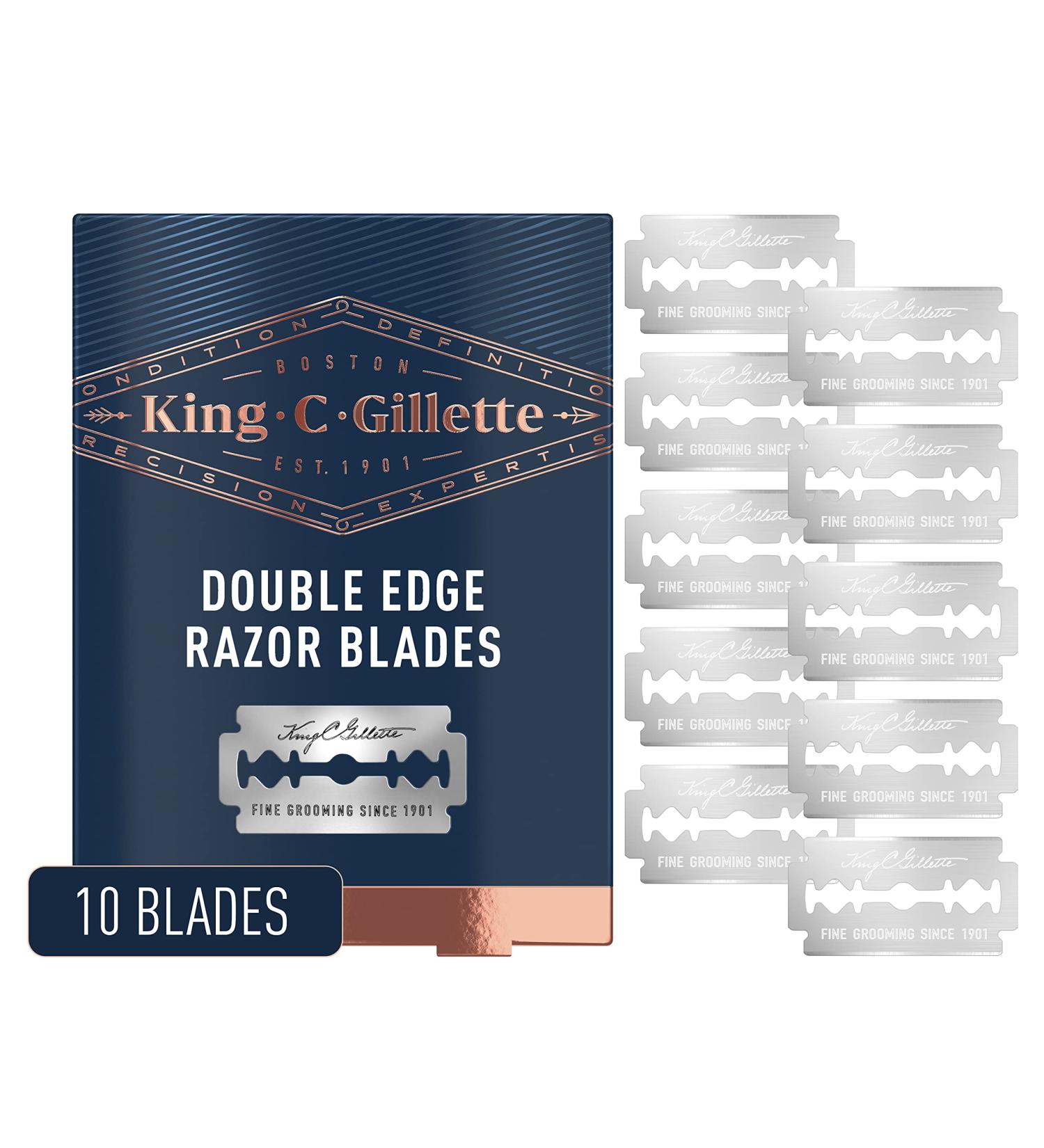 King C. Gillette Double Edge Safety Razor Blades - 10 Count Stainless Steel Platinum Coated - Buy Online on GoSupps.com
