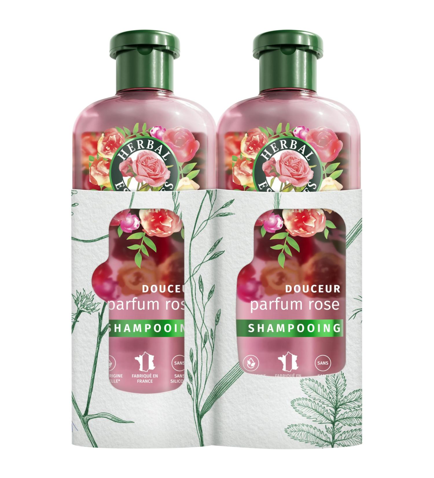 Herbal Essences Douceur Shampoo Rose Scent 2x250ml Helps Make Dry Hair Silky Rose Essence and Naturally Derived Ingredients Silicone Free Vegan and Cruelty Free - Buy Online on GoSupps.com