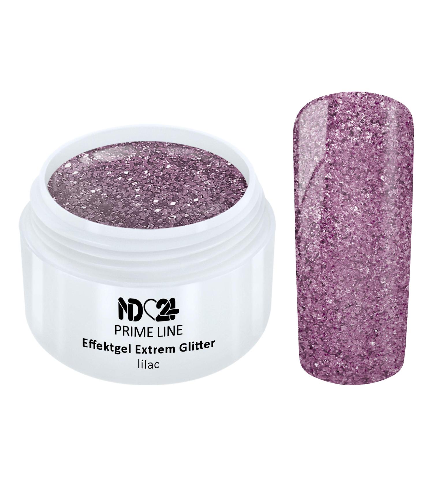Prime Line - Uv Led Gel Extreme Glitter Effect Lilac Glitter Purple - Made in Germany - 5ml