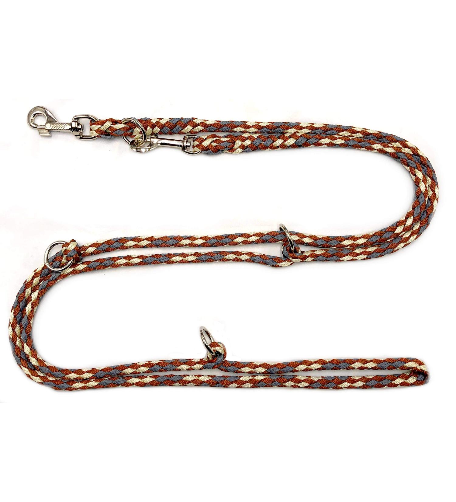 Dogeline Double leash Practice line for medium dogs up to 45 kg over 39 colors very stable (2.80 m country) 2.80 m brown-gray beige
