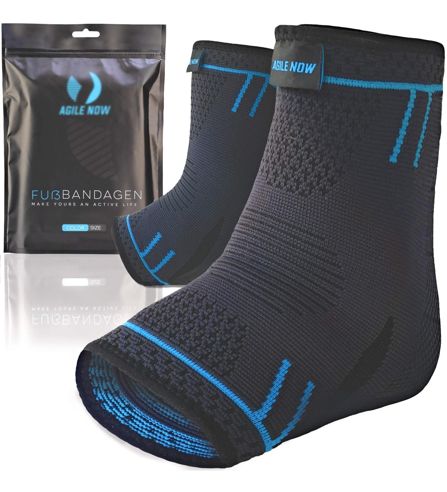 AGILE NOW Foot Bandage Set of 2 - Ankle Support Wraps (M) - Blue - International Shipping Available - Buy Online on GoSupps.com