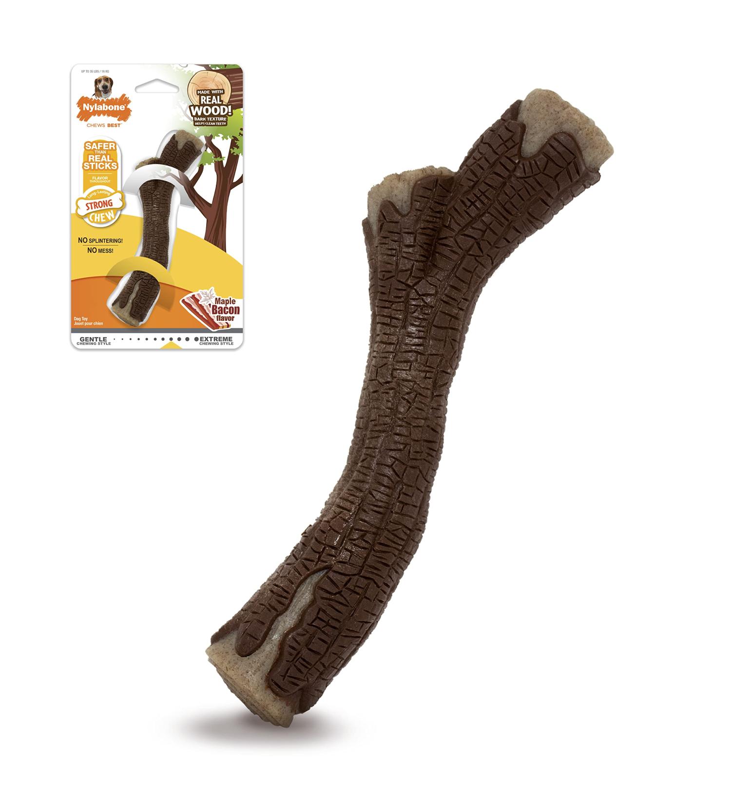 Nylabone Real Wood Stick Chew Toy - Maple Bacon Medium/Wolf Size - Buy Online on GoSupps.com