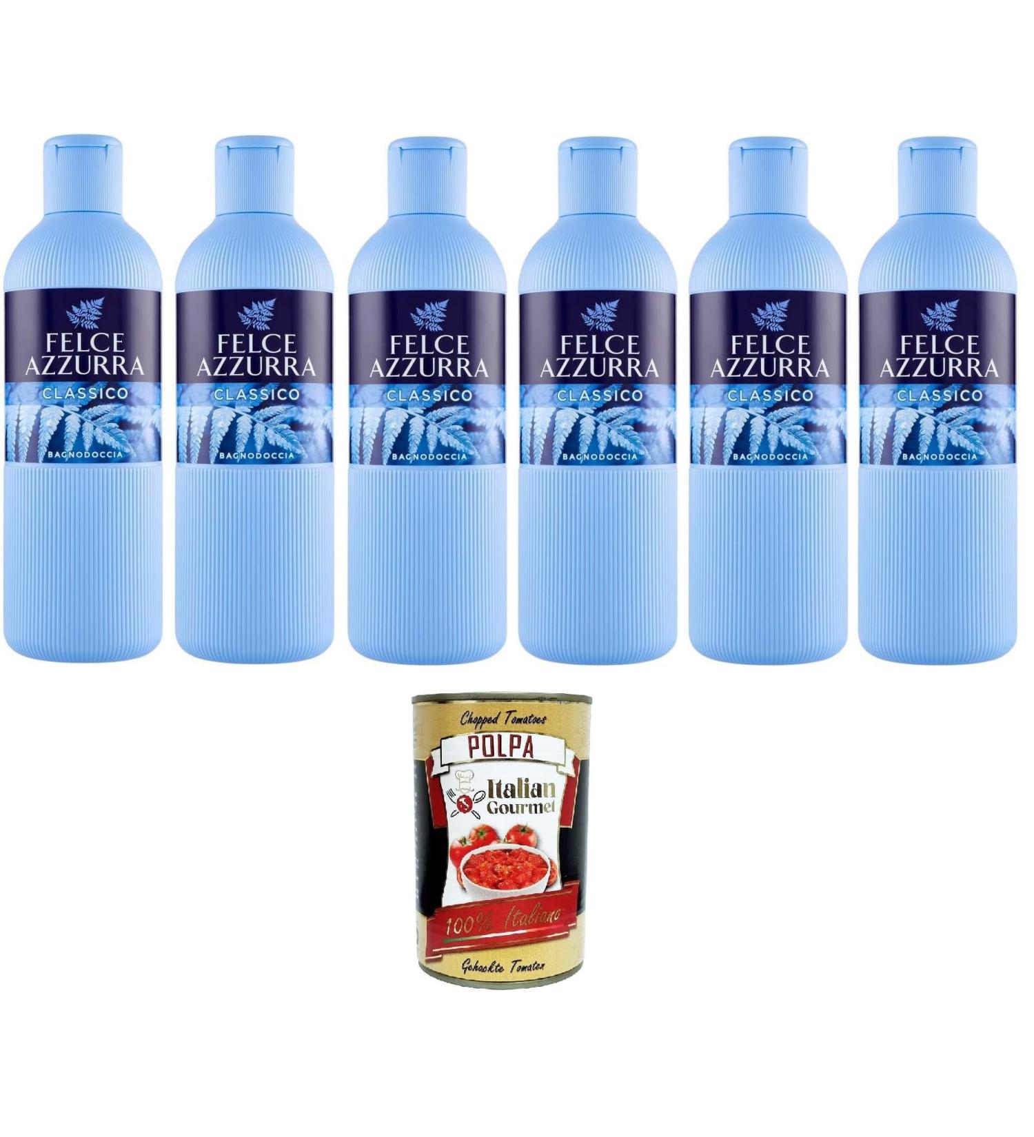 Italian Gourmet ER Felce Azzurra Original Classic shower bath rich velvety bath experience with the classic Azzurra fragrancepHneutral soap prevents skin irritations 6 x 650 ml + Italian Gourmet 400 g - Buy Online on GoSupps.com