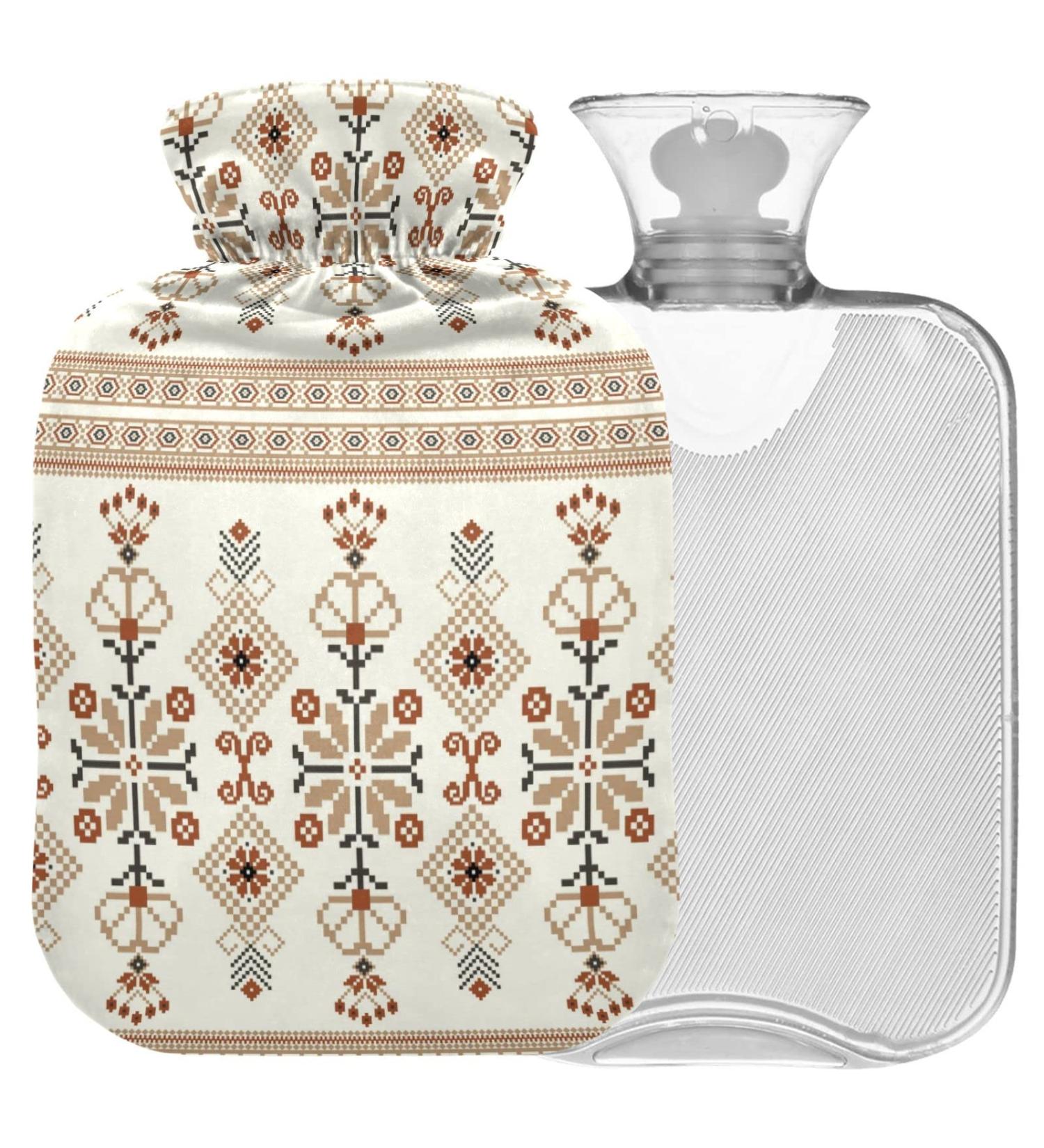 Naanle Flower Tribal Ethno Hot Water Bottle - 2L Transparent Bottle for Heat & Cold Therapy | Ideal for Pain Relief Bed Hands & Feet - Buy Online on GoSupps.com