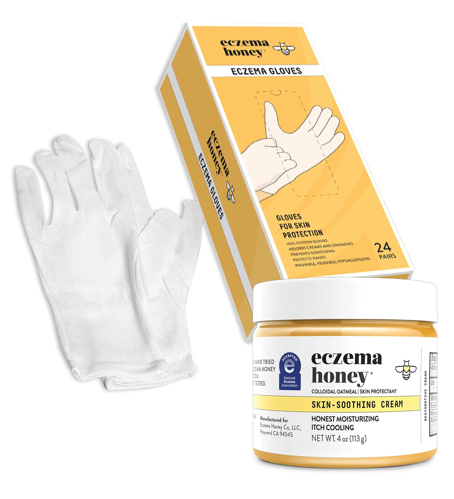 ECZEMA HONEY Skin-Soothing Cream & Cotton Gloves Bundle - For Sensitive & Dry Skin - Buy Online on GoSupps.com